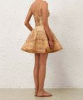 Zimmermann Luna Twist Mini Dress in Tan Perla Paisley - Dresses