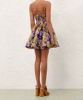 Zimmermann Luna V Neck Mini Dress in Navy Dahlia - Dresses