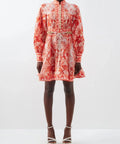 Zimmermann Lyre Billow Mini Dress - 12 / Red - Dresses