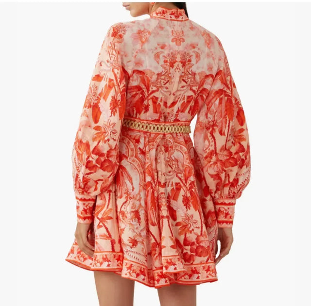 Zimmermann Lyre Billow Mini Dress - 12 / Red - Dresses