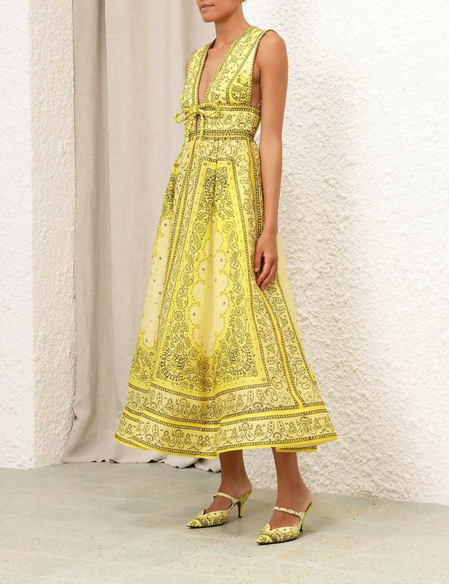 Zimmermann - Zimmermann Matchmaker Bow Long Dress in Yellow Bandana