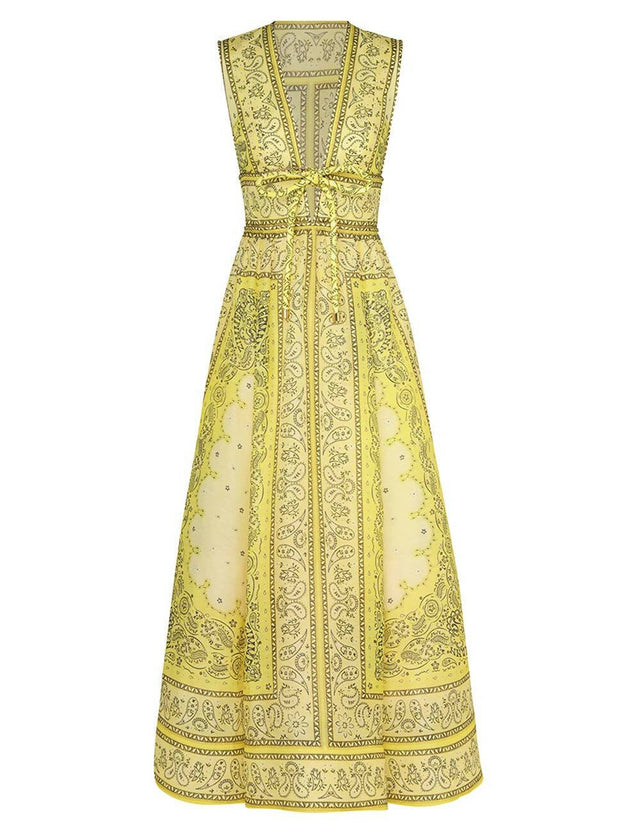 Zimmermann - Zimmermann Matchmaker Bow Long Dress in Yellow Bandana