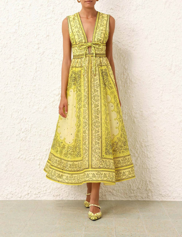 Zimmermann - Zimmermann Matchmaker Bow Long Dress in Yellow Bandana