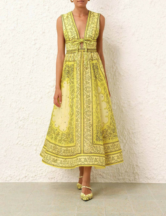 Zimmermann Matchmaker Bow Long Dress Yellow Bandana Size 1 - 10 / Yellow - Dresses