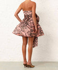 Zimmermann Matchmaker Bow Mini Dress in Pink Tiger - Dresses