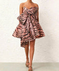 Zimmermann Matchmaker Bow Mini Dress in Pink Tiger - Dresses
