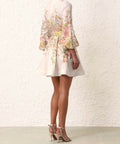 Zimmermann Matchmaker Buttoned Mini Dress Ivory Coral Floral - Dresses