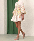 Zimmermann Matchmaker Buttoned Mini Dress Ivory/Coral Floral Size 2 / AU 12 - 12 / Floral - Dresses