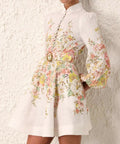 Zimmermann Matchmaker Buttoned Mini Dress Ivory/Coral Floral Size 2 / AU 12 - 12 / Floral - Dresses