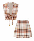 Zimmermann - Zimmermann Matchmaker Check Bow Bodice and Dance Short in Cream Check