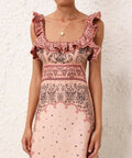Zimmermann - Zimmermann Matchmaker Frilled Midi in Pink Bandana