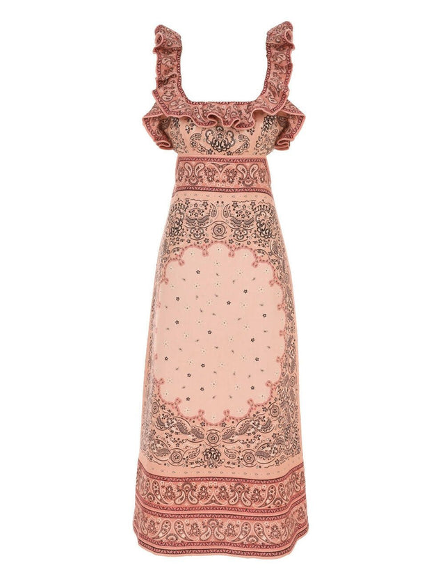 Zimmermann - Zimmermann Matchmaker Frilled Midi in Pink Bandana