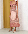 Zimmermann - Zimmermann Matchmaker Frilled Midi in Pink Bandana