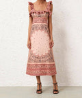 Zimmermann - Zimmermann Matchmaker Frilled Midi in Pink Bandana