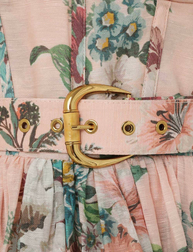 Zimmermann - Zimmermann Matchmaker Midi Dress Pink Barkcloth Print