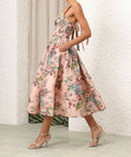 Zimmermann - Zimmermann Matchmaker Midi Dress Pink Barkcloth Print