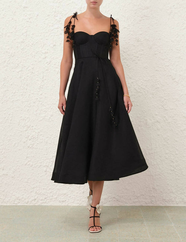 Zimmermann Natura Black Corset Midi Dress | Passion For Fashion Zimmermann Natura Black Corset Midi Dress | Passion For Fashion