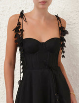 Zimmermann Natura Black Corset Midi Dress view 3