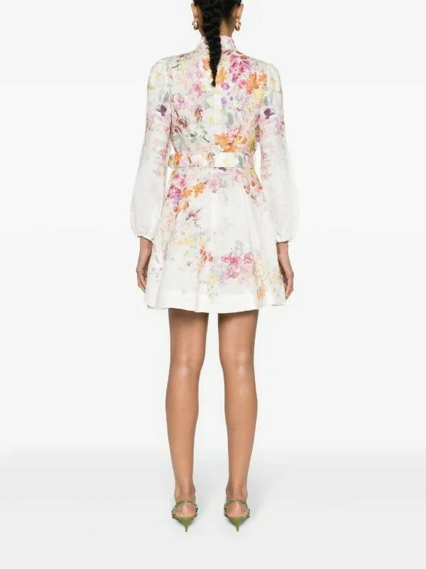 Zimmermann Natura Buttoned Floral Mini Dress Size 2 / AU 12 - 12 / Multi - Dresses