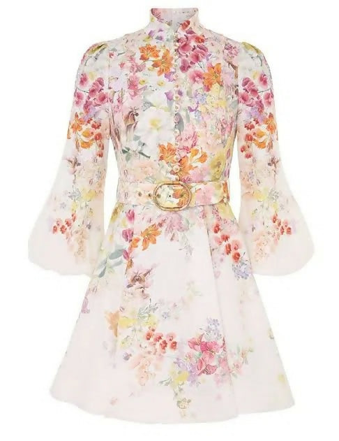 Zimmermann Natura Buttoned Floral Mini Dress Size 2 / AU 12 - 12 / Multi - Dresses