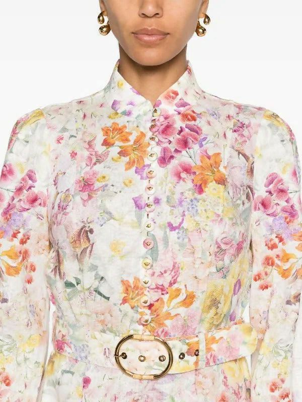 Zimmermann Natura Buttoned Floral Mini Dress Size 2 / AU 12 - 12 / Multi - Dresses