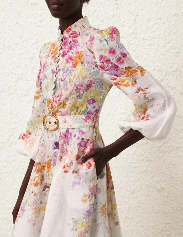 Zimmermann Natura Buttoned Midi Dress Kaleidoscope Garden Floral Size 4 / AU 16 - 16 / Floral - Dresses