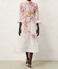 Zimmermann Natura Buttoned Midi Dress Kaleidoscope Garden Floral Size 4 / AU 16 - 16 / Floral - Dresses