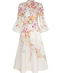 Zimmermann Natura Buttoned Midi Dress Kaleidoscope Garden Floral Size 4 / AU 16 - 16 / Floral - Dresses