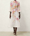 Zimmermann Natura Buttoned Midi Dress Kaleidoscope Garden Floral Size 4 / AU 16 - 16 / Floral - Dresses
