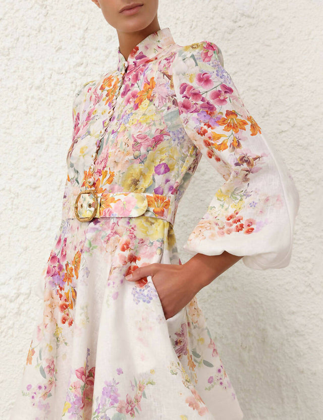 Zimmermann Natura Buttoned Mini Dress Size 2 - 12 / Floral - Dresses