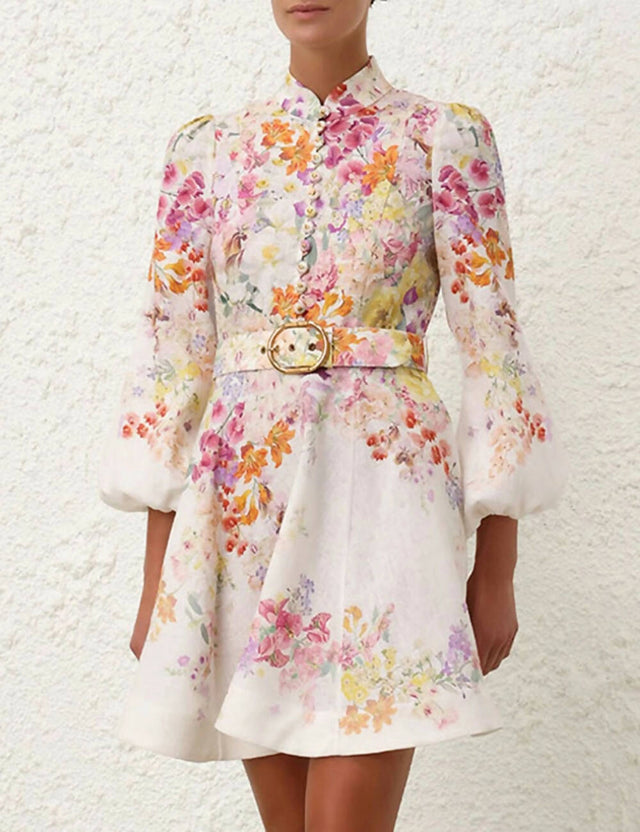 Zimmermann Natura Buttoned Mini Dress - 12 / Floral - Dresses