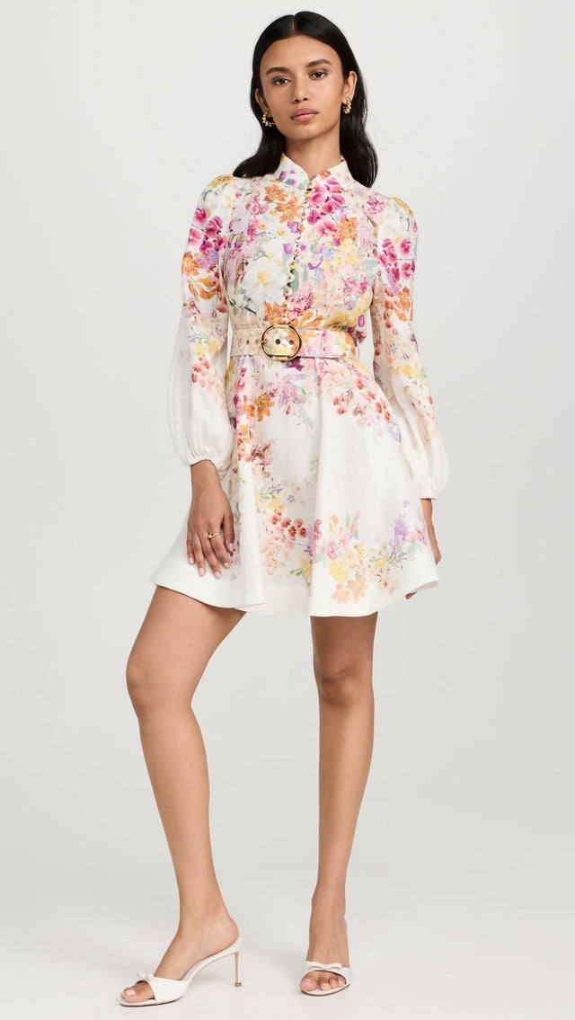 Zimmermann Natura Buttoned Mini Dress - 6 / Floral - Dresses