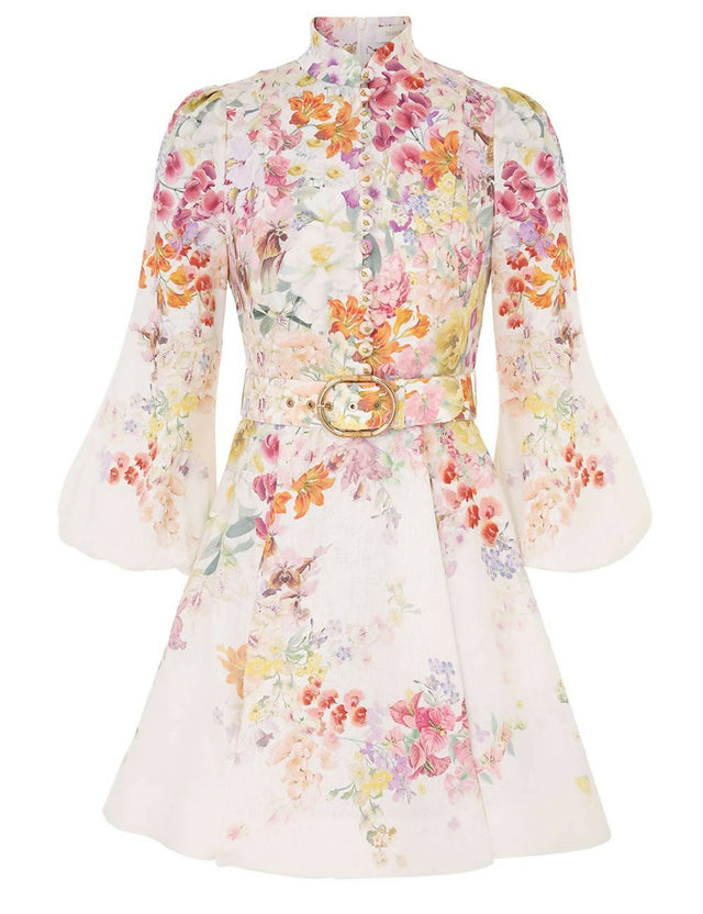 Zimmermann Natura Buttoned Mini Dress - 6 / Floral - Dresses