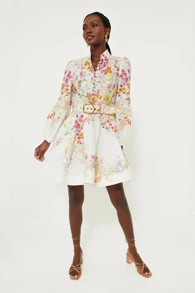 Zimmermann Natura Buttoned Mini Dress - 6 / Floral - Dresses