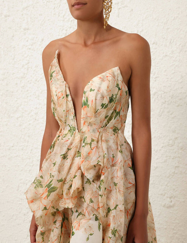 Zimmermann Natura Draped Midi Dress in Coral Azalea - Dresses