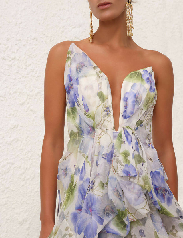 Zimmermann Natura Draped Mini in Blue Floral | Passion For Fashion Zimmermann Natura Draped Mini in Blue Floral | Passion For Fashion