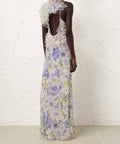 Zimmermann Natura Feather Slip Gown in Blue Flora - Dresses