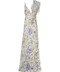 Zimmermann Natura Feather Slip Gown in Blue Flora - Dresses