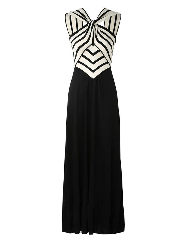 Zimmermann Natura Halter Neck Midi Dress in Chevron - Dresses