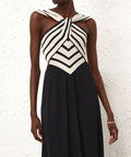 Zimmermann Natura Halter Neck Midi Dress in Chevron - Dresses