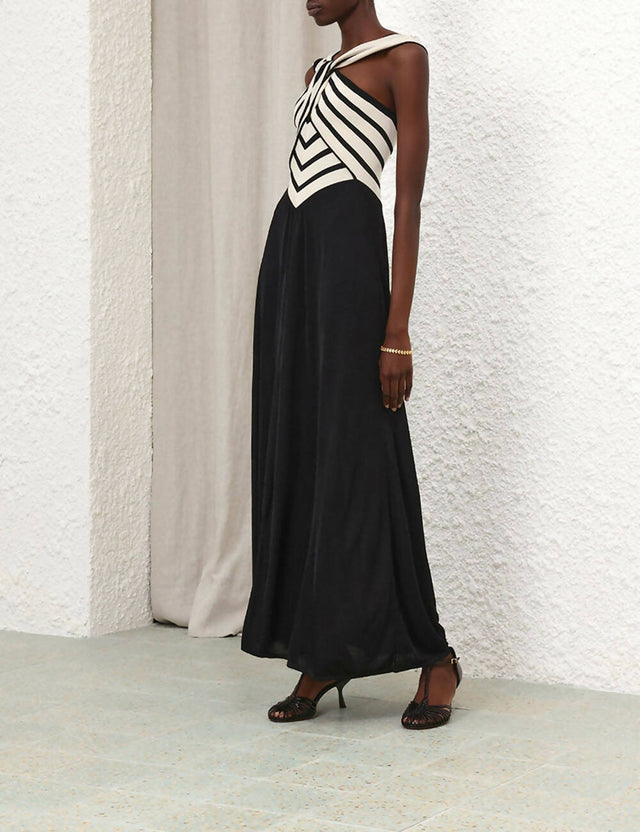 Zimmermann Natura Halter Neck Midi Dress in Chevron | Passion For Fashion Zimmermann Natura Halter Neck Midi Dress in Chevron | Passion For Fashion
