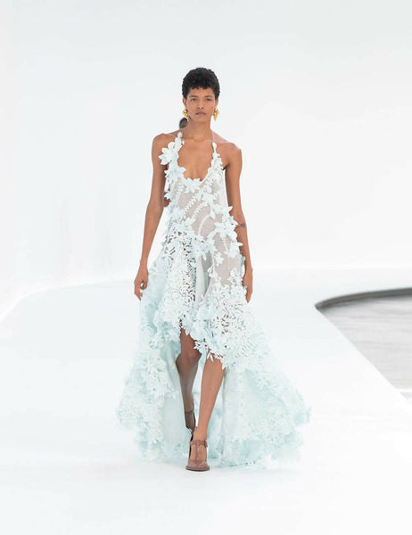 Zimmermann Natura Lasercut Halter Dress in Mint | Passion For Fashion