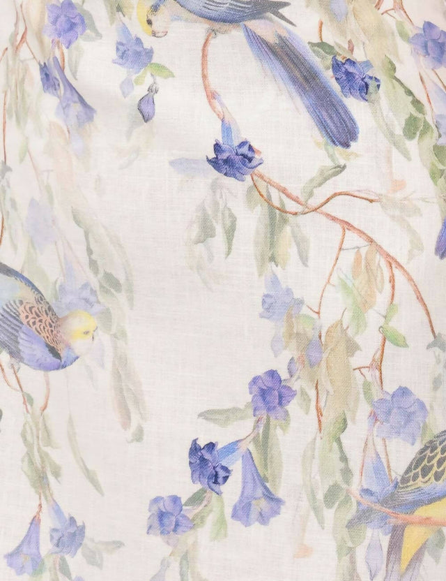 Zimmermann Natura Midi Dress Blue Birds Size - 8 / Floral - Dresses