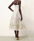 Zimmermann - Zimmermann Natura Ruched Midi Dress in Ivory Wild Flowers