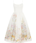 Zimmermann - Zimmermann Natura Ruched Midi Dress in Ivory Wild Flowers