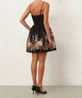 Zimmermann - Zimmermann Natura Ruched Mini Dress in Black Wild Flowers