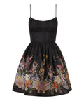 Zimmermann - Zimmermann Natura Ruched Mini Dress in Black Wild Flowers