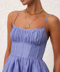 Zimmermann - Zimmermann Natura Ruched Mini Dress in Iris