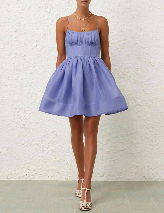 Zimmermann Natura Ruched Mini Dress Iris