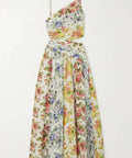 Zimmermann - Zimmermann Net Sustain Asymmetric Open-Back Floral-Print Organic Linen Midi Dress